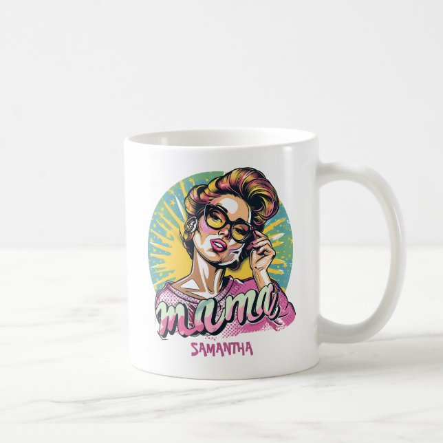 Mug Personnalisé Retro Mama Pop Art (16) (Droite)
