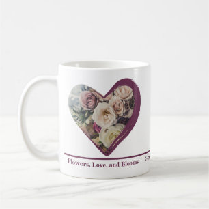 Mug Personnalisé Rose en forme de coeur photo fleurist