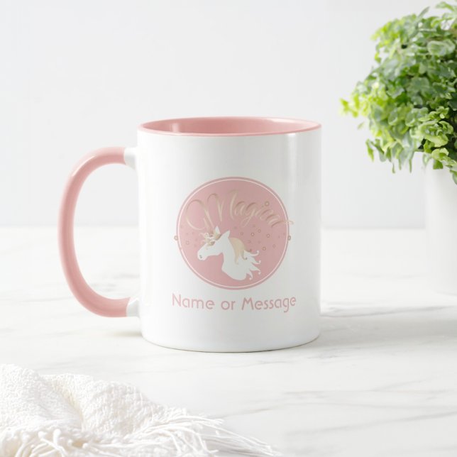 Mug Personnalisé Rose Lumière rose Blanc Magique Unico (Créateur téléchargé)