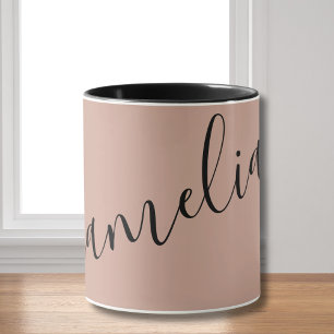 Mug Personnalisé Rose rose rose rose Or Nom chic noir