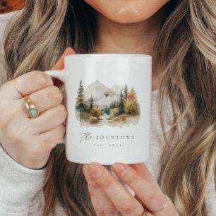 Mug Personnalisé Rustic Mountain Nom de famille Est Mu