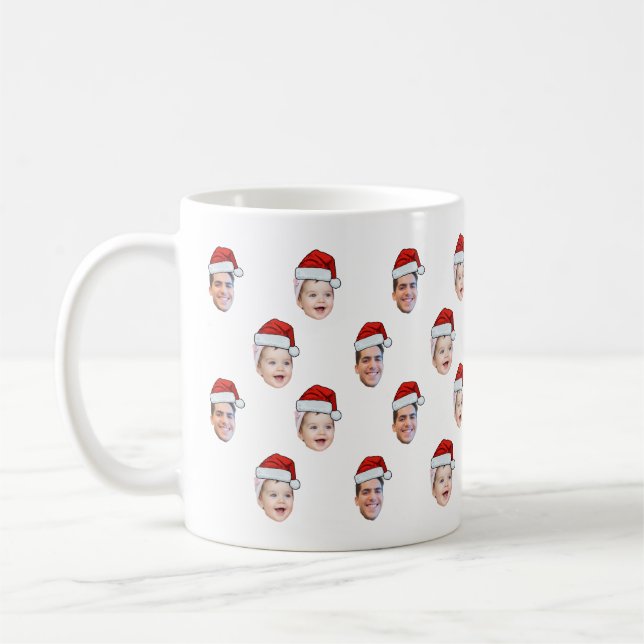 Mug Personnalisé Santa Hat Visage Noël Cadeau 2 Photos (Gauche)