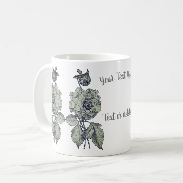 Mug Personnalisé Silver Peony (Devant gauche)