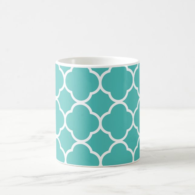 Mug Personnalisé Simple Elégant Turquoise Bleu Quatref (Centre)