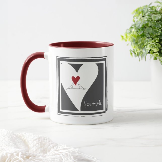 Mug Personnalisé Simple moderne Inséparables Red Heart (Créateur téléchargé)