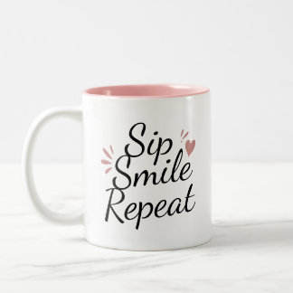 Mug personnalisé "Sirotez. Souriez. Répétez." Text