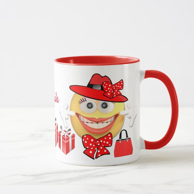 Mug Personnalisé Texte Personnalisé Sourire Shopping E (Droite)