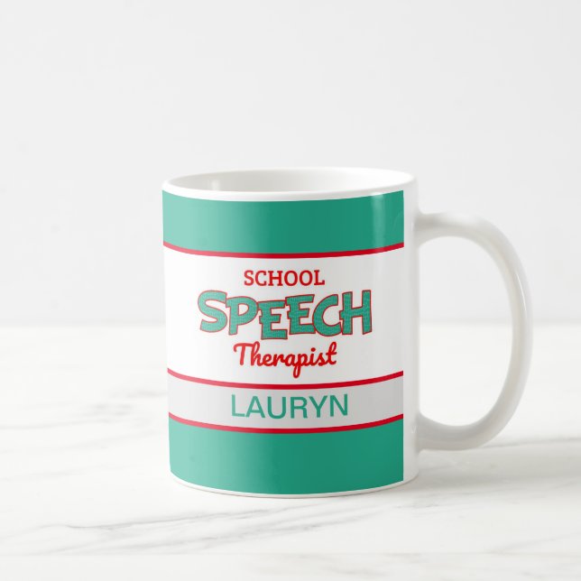 Mug Personnalisé! Thérapeute de la parole à l'école (Droite)