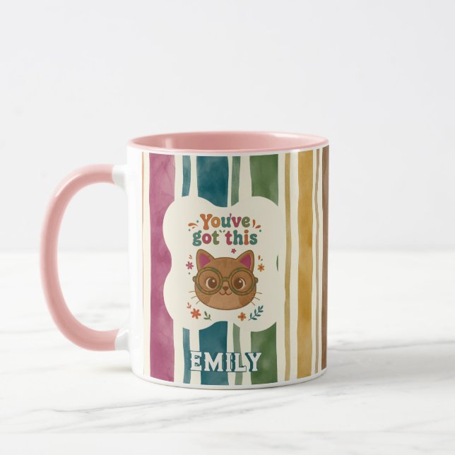 Mug Personnalisé 'Tu Vas Réussir' avec Chat (Gauche)
