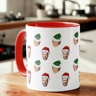 Mug Personnalisé Visage 2 Photos Santa Hat Cadeau de N