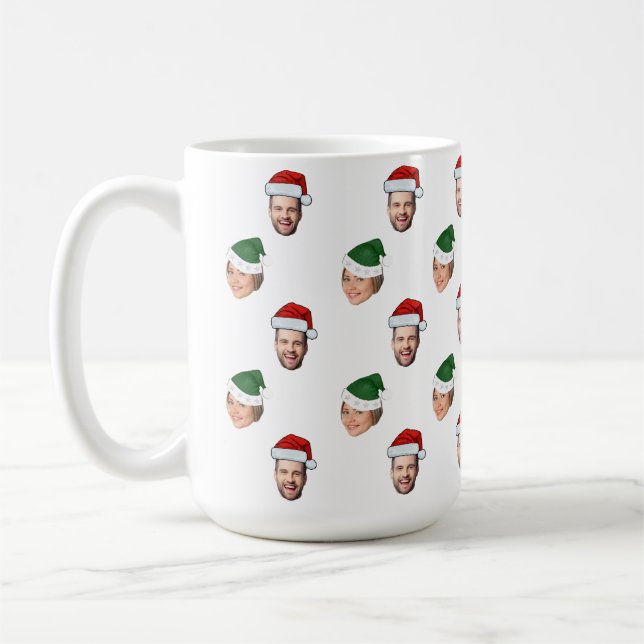 Mug Personnalisé Visage 2 Photos Santa Hat Cadeau de N (Gauche)