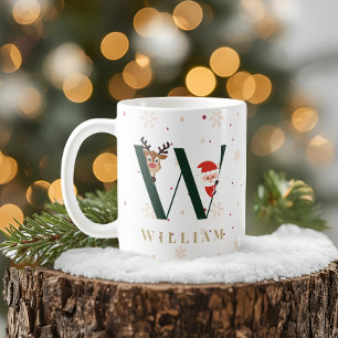 Mug personnalisé W pour Noël avec monogramme