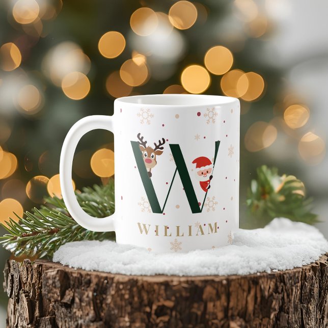 Mug personnalisé W pour Noël avec monogramme (Créateur téléchargé)