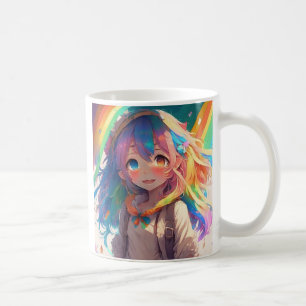 Mug Personnalisée belle Rainbow Anime Girl