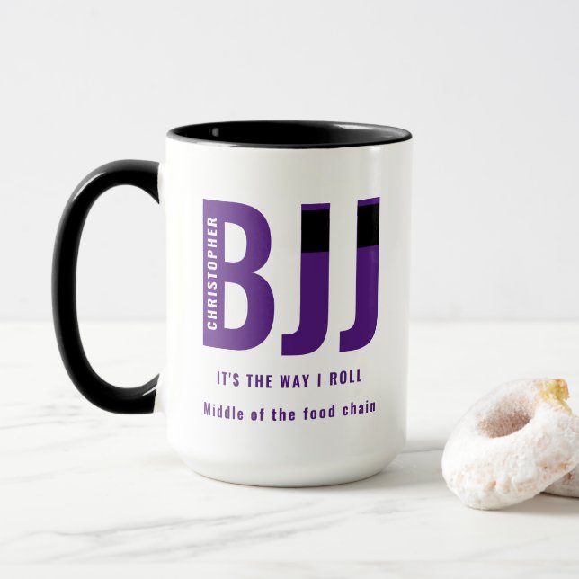 Mug Personnalisée BJJ Way I Roll Jiu Jitsu Purple Belt (Avec donut)
