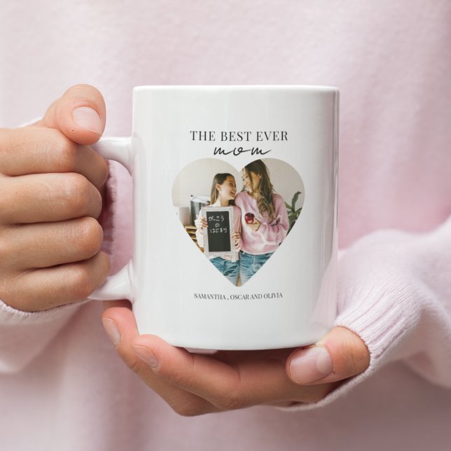 Mug Personnalisée Meilleure Maman Jamais Coeur Photo (Créateur téléchargé)