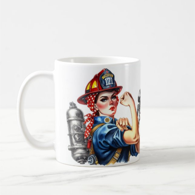 Mug Personnalisée Rosie le Riveter Female Firefighter (Gauche)