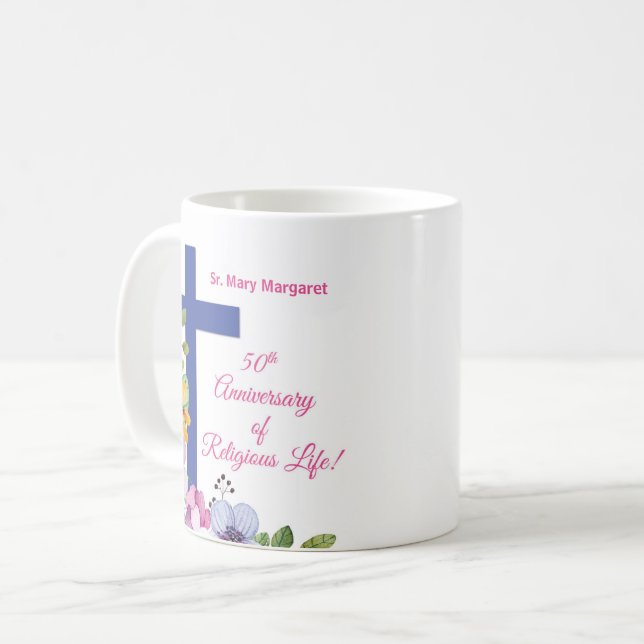 Mug Personnaliser, 50e anniversaire Nun vie religieuse (Devant gauche)