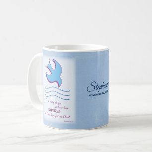 Mug Personnaliser, Adulte Baptême Dove on Blue