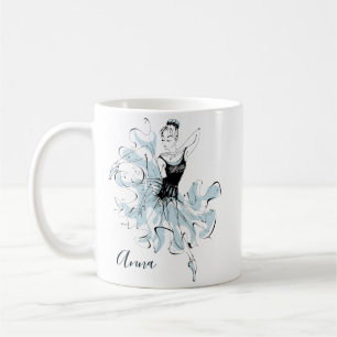 Mug Personnaliser Ballerina Sketch en bleu