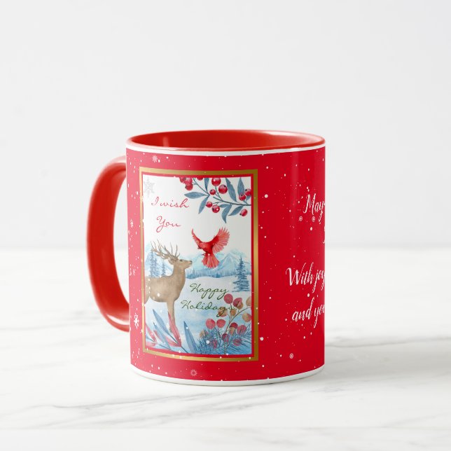 Mug Personnaliser cardinale et cerf (Devant gauche)