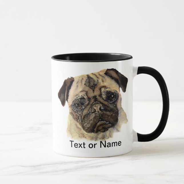 Mug Personnaliser ce Carlin - Aquarelle Chien (Droite)
