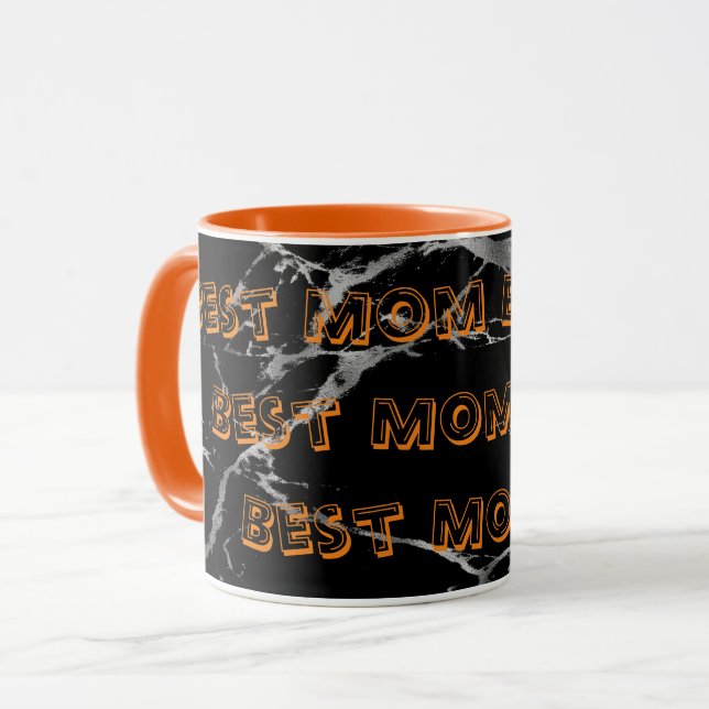Mug Personnaliser de luxe en marbre noir argent (Devant gauche)