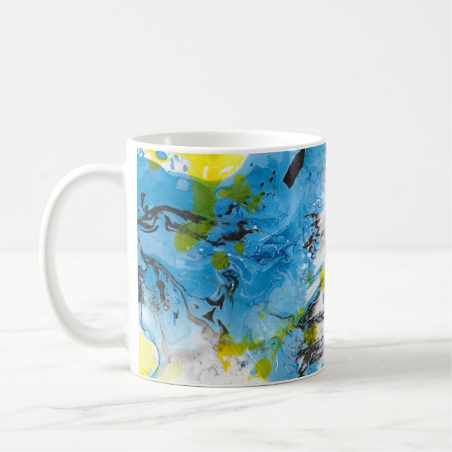 Mug Personnaliser Elégant Art Moderne Abstrait Bleu (Gauche)