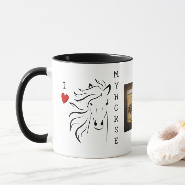 Mug Personnaliser I Love My Horse Photo (Avec donut)