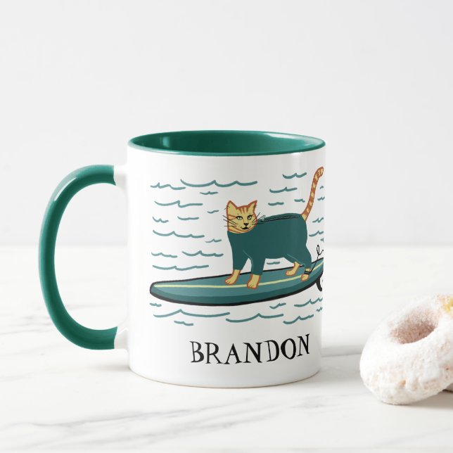 Mug Personnaliser IT de la tabby de surf (Avec donut)