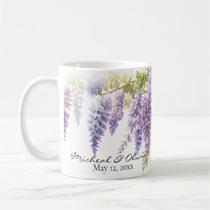 Mug Personnaliser la glycine de l'aquarelle violette f