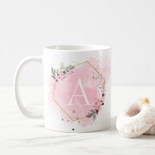 Mug Personnaliser l'aquarelle Floral Cadre Blanc Initi