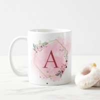 Personnaliser l'aquarelle rose cadre floral initia