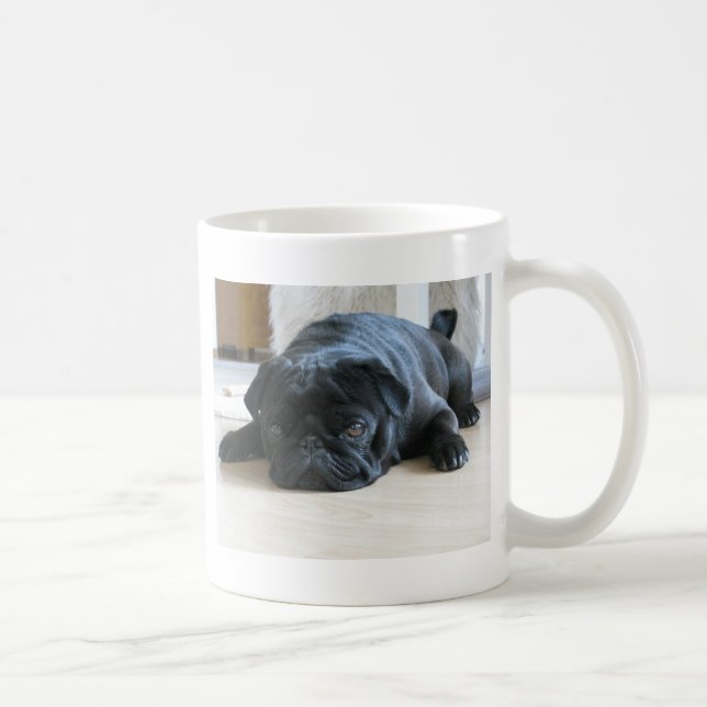 Mug Personnaliser le Carlin noir mignon Nom d'accessoi (Droite)