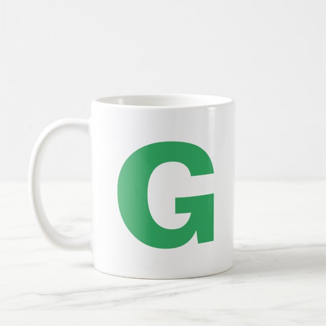 Mug Personnaliser le Monogramme initial vert de script (Gauche)