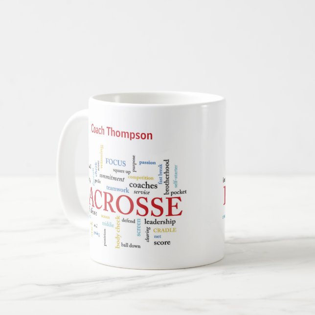 Mug Personnaliser le nom Lacrosse Coach Merci Mots (Devant gauche)