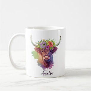 Mug Personnaliser les fleurs de vache Highland Crown W