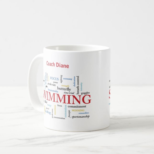 Mug Personnaliser, Merci Entraîneur De Natation En Mot (Devant gauche)