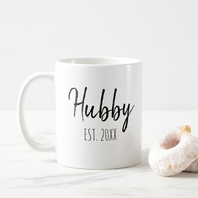 Mug Personnaliser minimaliste Simple Mari Année Hubby (Avec donut)
