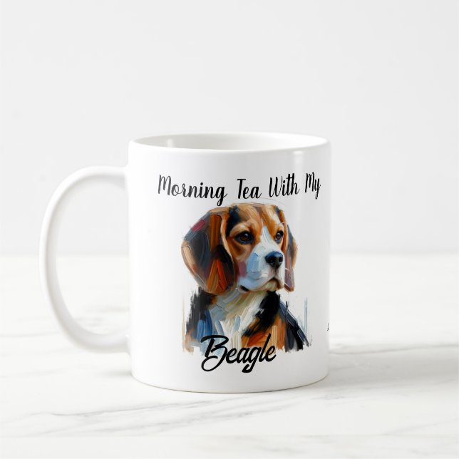 Mug PERSONNALISER Moderne Beagle de thé du matin (Gauche)
