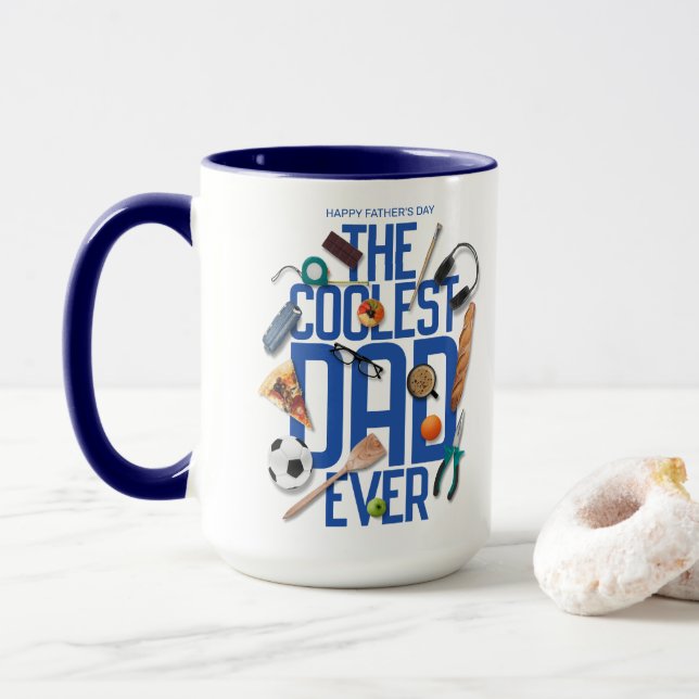 Mug Personnaliser Moderne Le Père le plus cool jamais (Avec donut)