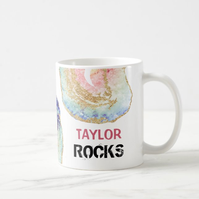 Mug *~* Personnaliser NOM ROCKS Pastels Parties scinti (Droite)