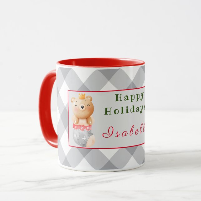 Mug Personnaliser Panda et Ours Texte et nom (Devant gauche)
