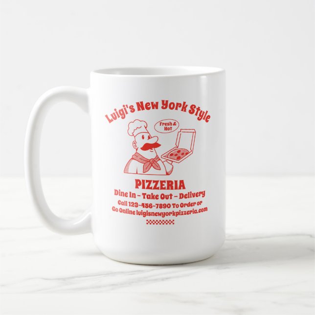 Mug Personnaliser Pizza Restaurant Graphique détaillé (Gauche)