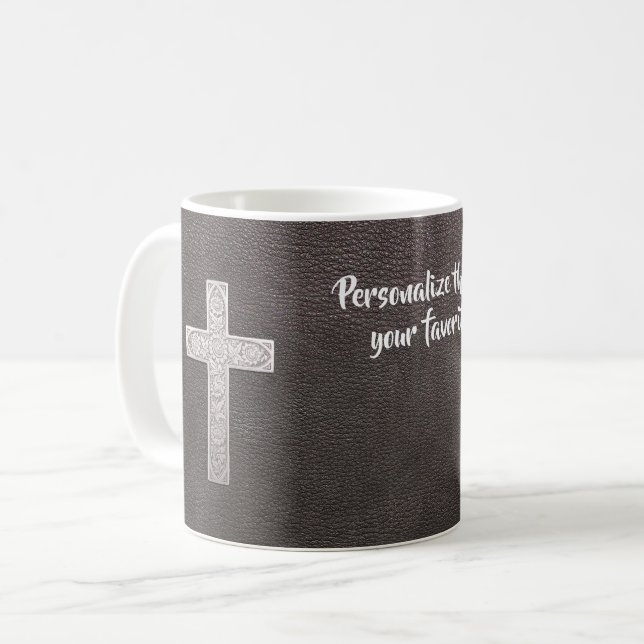 Mug Personnaliser Psalm Verse Christian Metal Cross (Devant gauche)