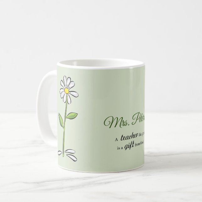 Mug Personnaliser, remerciement enseignant, fleur reli (Devant gauche)