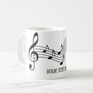 Mug Personnaliser Simple Black White Music Notes