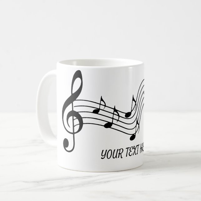 Mug Personnaliser Simple Black White Music Notes (Devant gauche)
