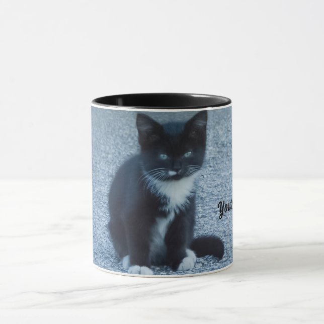Mug Personnaliser Tuxedo chaton noir et blanc (Centre)