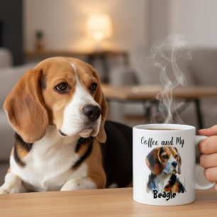 Mug Personnalisez Beagle et Marron Café Temps Brun